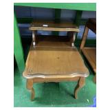 2 TIER HIGH STEP TABLE WITH CUSTOM CUT GLASS 23