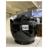 BLACK COVERED BEAN POT