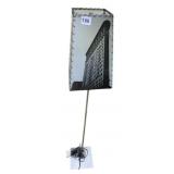 CHROME FLOOR LAMP WITH FOUR-SIDED SHADE WITH