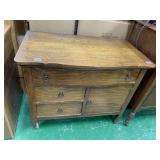 OAK WASHSTAND THREE DRAWERS SERPENTINE FRONT ONE