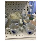 4 HAND CARVED COBALT SALT GLAZE WILLIAMSBURG