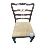 SINGLE MAHOGANY SIDE CHAIR WITH GOLD CORDUROY