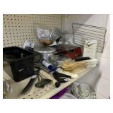LARGE KITCHEN ASSORTMENT POTS, PANS, CAN OPENER