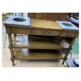 AN UNUSUAL DOUBLE PLANTER TABLE WITH COPPER IN