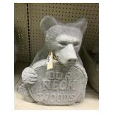 CEMENT BEAR WELCOME TO OUR NECK OF THE WOODS 16"