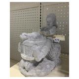 CEMENT BOY AND PUPPY ON TRACTOR 13.5" H X 13" D