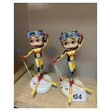 2 BETTY BOOP SKIING BUDDIES FIGURINES 7 INCHES
