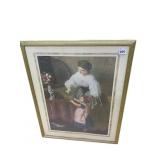 WOMAN POURING WATER FOR CHILD IN FRAME 30 INCH