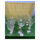 TWO FOSTORIA GLASSES, 2 LEAD CRYSTAL GLASSES AND