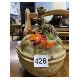 MARGARET WADE CERAMIC NUT WITH SQUIRREL DESIGN