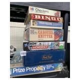 MONOPOLY, CAROUSEL KNITTER, BINGO, CHECKERS,