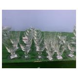 24 ETCHED GLASSES FOUR DIFFERENT SIZES