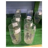 NORMAN ROCKWELL 9 GLASSES AND 2 BUD LIGHT GLASSES