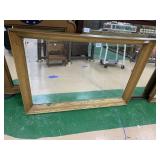 OAK FRAMED AND BEVELED MIRROR 28 INCHES H X 40