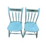 PAINTED ANTIQUE ARROW BACKED CHAIRS LIME GREEN