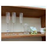 3 CHAMPAGNE GLASSES, MILK HOLDER, ETC.