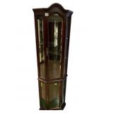 CHERRY FINISH CORNER CURIO CABINET WITH LIGHTS