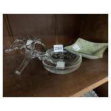 CLEAR GLASS BLOOMING FLOWER DISH, VINTAGE ETCHED