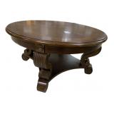 ROUND WOOD COFFEE TABLE THICK LEGS WITH LOWER