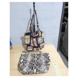 FAUX SNAKESKIN SAKS 5TH AVE TOTE BAG AND SWINGSET
