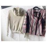 NISSLOOK LARGE COW NECK TAN SWEATER M W/ BUTTON