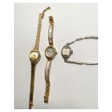 THREE WATCHES ACCRO SWISS 17 J 10K BEZEL WATCH,