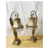 PAIR OF LAMPS W/ BEADED SHADES