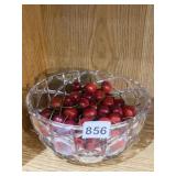 CRYSTAL BOWL W/ FAUX CHERRIES