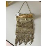 FRENCH STEEL 9" LONG BEADED PURSE