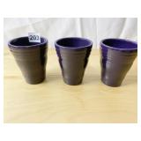 3 PLUM FIESTA TUMBLERS 4.5" H