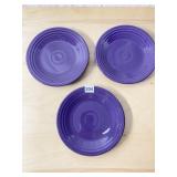 3 FIESTA PLUM 9" PLATES - FACTORY SECONDS