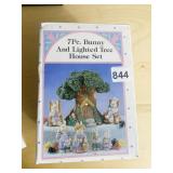7PC BUNNY AND LIGHTED TREE HOUSE SET