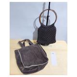 BROWN AMERICAN EAGLE SHERPA TRIMMED TOTE AND