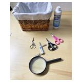 SCISSORS, BASKET, MAG. GLASS