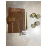 MEMO PAD, 2 BRASS HOLDERS