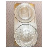 TWO SERVING PLATES AND CRYSTAL BOWL