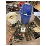 SMALLER BUCKET OF ELECTRICAL SUPPLIES AND BREAKER
