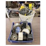 BOX OF TAPE AND VARIETY STEEL WOOL ETC.