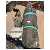 UNKNOWN TENT AND WW2 MESS KIT AND BELT BELIEVED