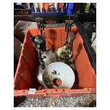 CAMP STOVE WITH MILK GLASS SURROUND IN FLIP LID