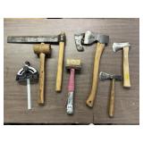 LARGE GROUP OF HANDLES MADE OF WOOD FOR AXES A D