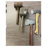 WOODEN MALLETS AND SINGLE BIT AXE SWEDISH MADE