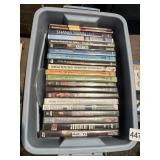 SMALL RUBBERMAID TOTE FULL OF DVDS