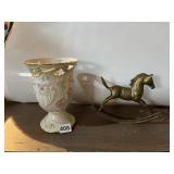 LENOX TULIPS VASE NO DAMAGE AND ROCKING HORSE