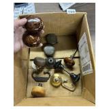 BEAUTIFUL VINTAGE BURLED WALNUT AND OAK DOORKNOBS