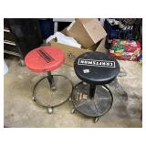 2 GARAGE ROLLING STOOLS