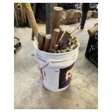 HAMMER WOOD SHAFTS 5-GAL BUCKET FULL SOME USED