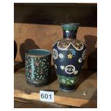 ENAMELED BRASS JAR WITH LID VASE