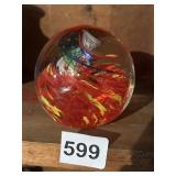 PAPER WEIGHT GLASS MULTI SWIRL