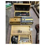 XACTOR SETS IN WOOD BOXES AND WOOD SCREW BOX AND